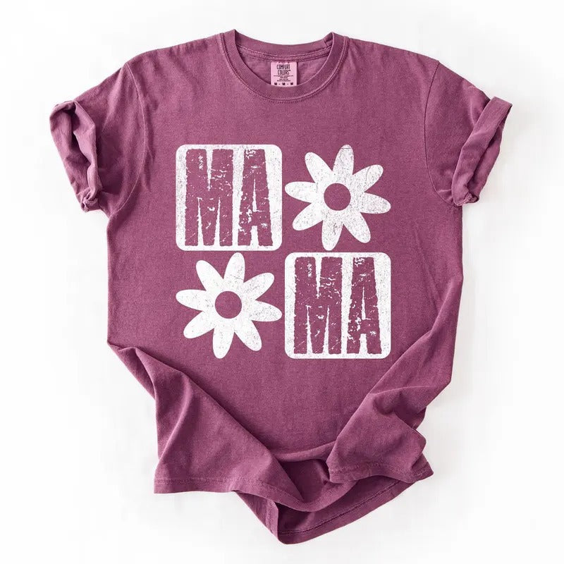 Mama, Minimalist, Graphic, Flowers, Mother's Day Tshirt, Women's Comfort Colors Tee