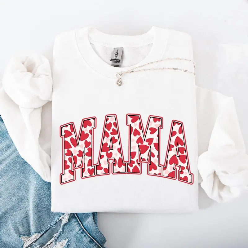 Mama, Valentine's Day, Hearts, Love Sweatshirt, Crew Neck, Women's, Crewneck, Valentine's Day, Love, Heart, Cupid