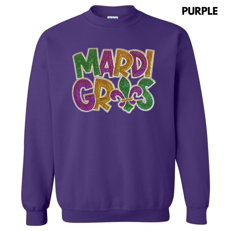 Mardi Fleur De Lis Sequin Patch Sweatshirt