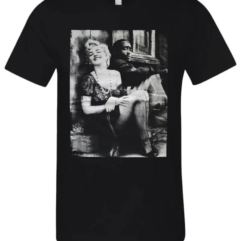 Marilyn & 2pac Vintage Casual Men's Tee Street Urban Graphic T-Shirt New Black, Gift for Him, Gift For Her, Vintage Y2K, Menswear Top