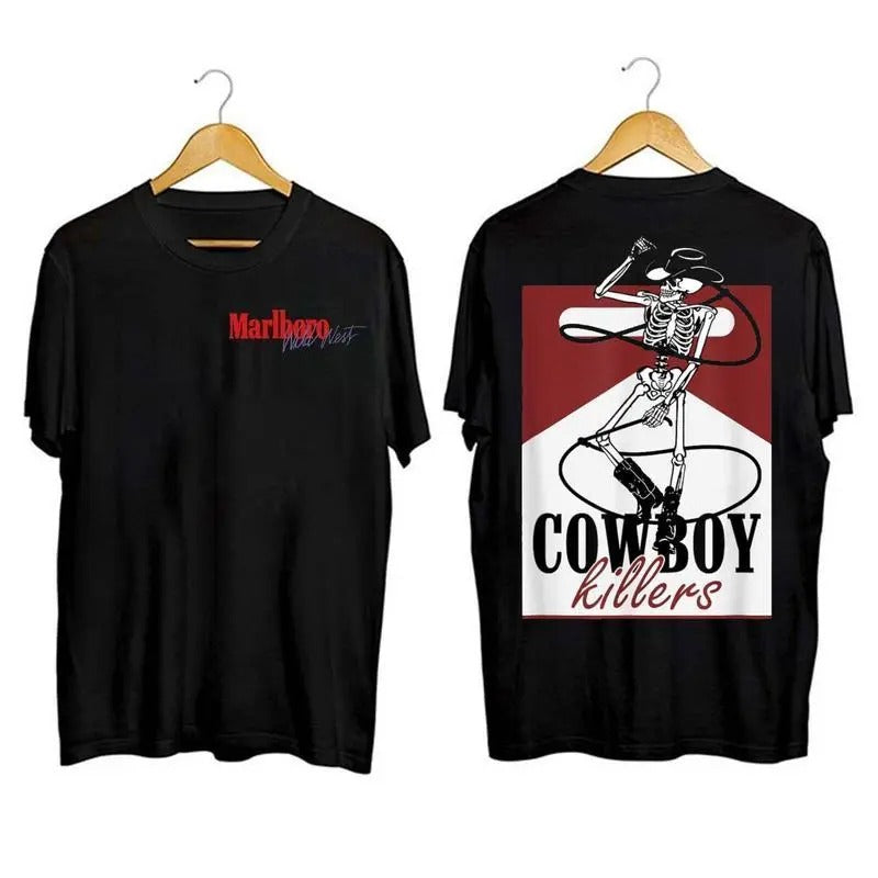 Marlboro Western Cowboy Vintage Cowboy Killers Skull Skeleton T-Shirt Unisex, shirt best selling