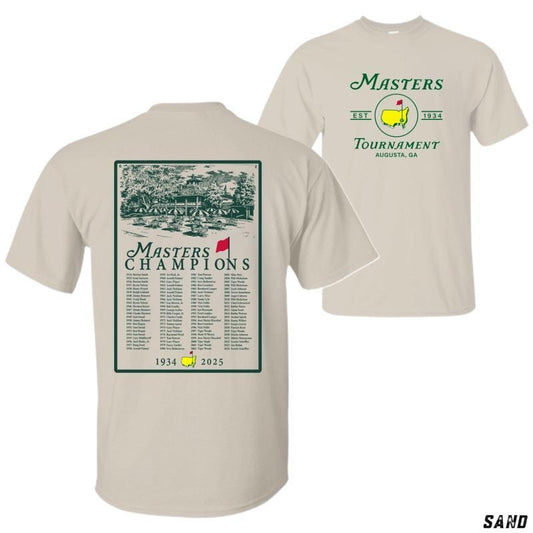 Masters Tournament 2025 Shirt, Classic Design Featuring Iconic Champions List and Augusta National Golf Club, Perfect for Golf Fans