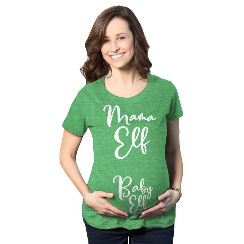 Maternity Mama Elf Baby Elf Pregancy T Shirt Cute Christmas Tee Funny Graphic Maternity Tee Cute Pregnancy Tees With Plus Sizes Christmas Maternity Wear Funny Maternity Shirts Green