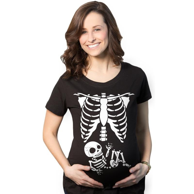 Maternity Skeleton Baby T Shirt Funny Cute Pregnancy Halloween Tee Announcement Funny Graphic Maternity Tee Cute Pregnancy Tees With Plus Sizes Halloween Maternity Wear Funny Maternity Shirts