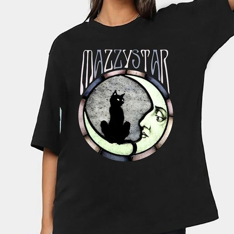 Mazzy Star Moon and Cat Tee, 90s Alt Rock, Hope Sandoval, Unisex Tee, Band Tee