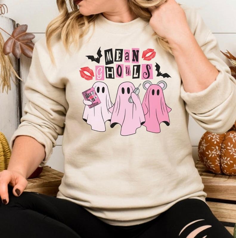 Mean Ghouls Sweatshirt, Mean Ghouls, Ghost Sweater, Spooky Season, Meanghouls Tshirt, Halloween Shirt, Halloween Sweatshirt, Unisex Classic Cotton Tee with Graphic Print in All Sizes, For Men, For Women