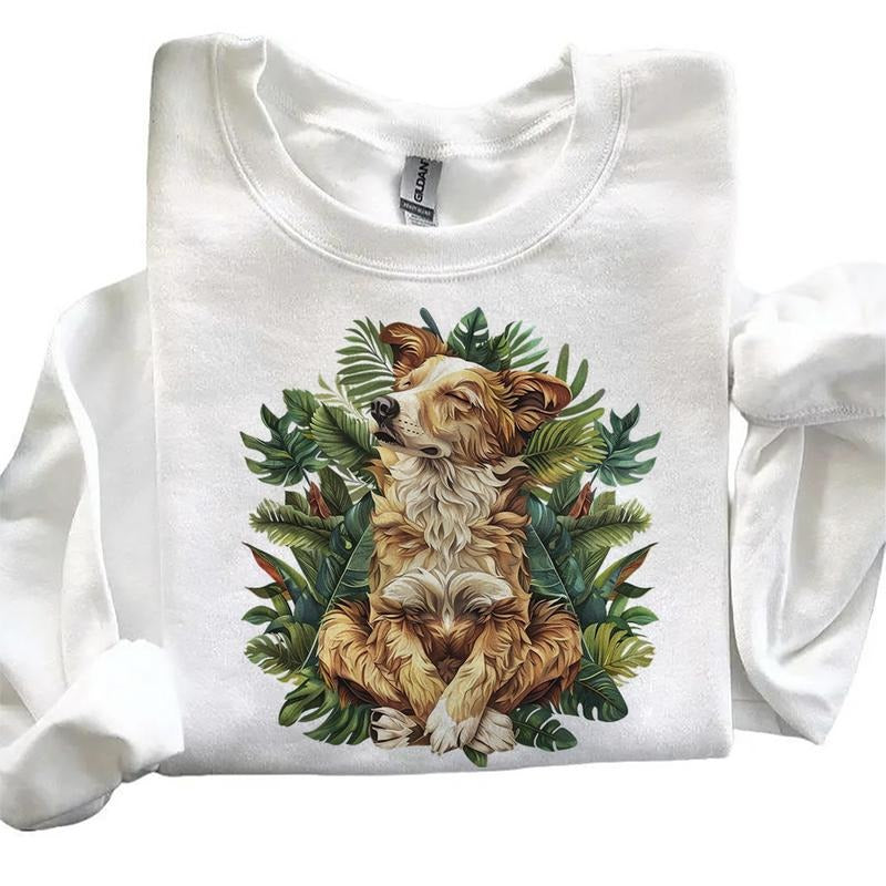 Meditating Dog Retro Sweatshirts Hoodie 4th of July Cute T-shirt Hunting Season Unisex Cotton Womenswear