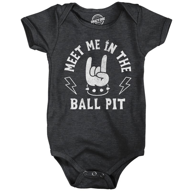 Meet Me In The Ball Pit Baby Bodysuit Funny Sarcastic Metal Music Graphic Jumper For Infants Funny Baby Onesies Sarcastic Onesie for Baby Funny Music Onesie Novelty Onesie Black -