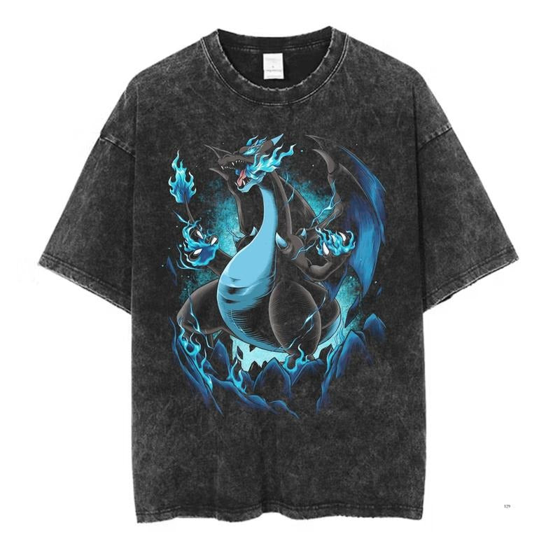 Mega Charizard Vintage Pokemon T-Shirt, Charizard T-Shirt, Pokemon Graphic Tee, Anime Shirt, Gift For Pokemon Fans, Menswear Womenswear Streetwear