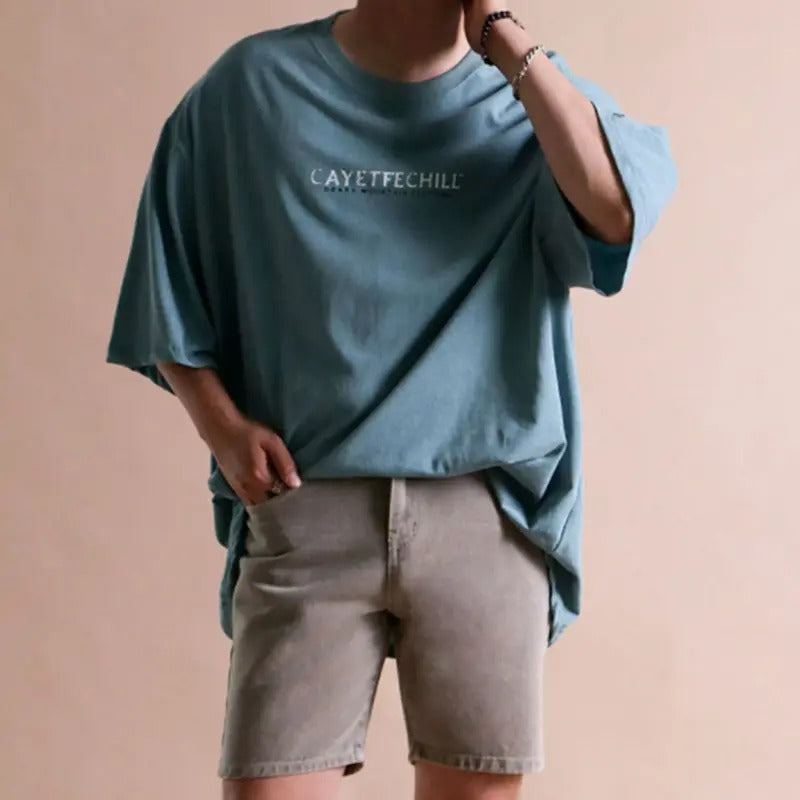 Men Retro Landscape Print T-Shirt Menswear Top Tshirt Streetwear