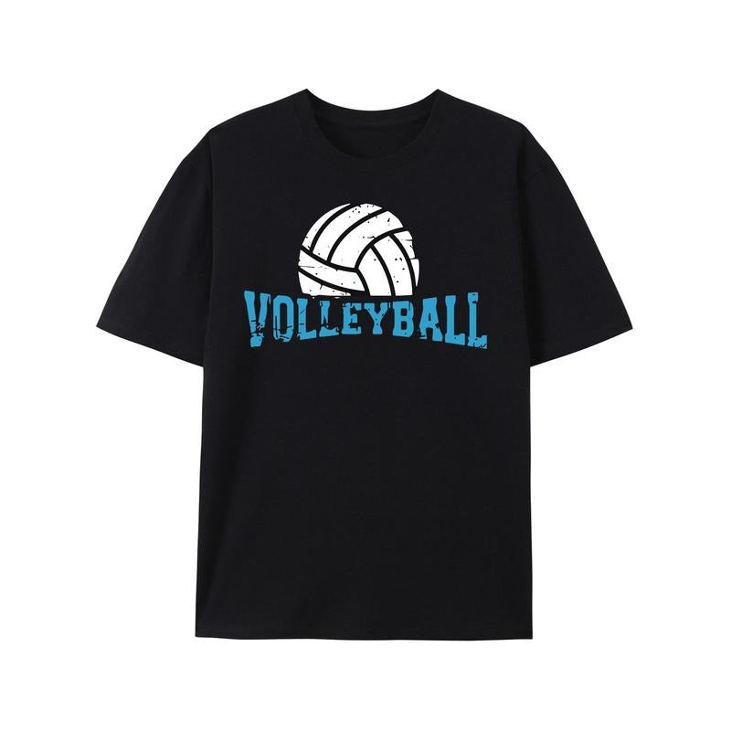 Men'S 100% Cotton Volleyball Graphic Tee - Crew Neck, Short Sleeve, Regular Fit, Non-Stretch, All-Season Sportswear T-Shirt made in usa