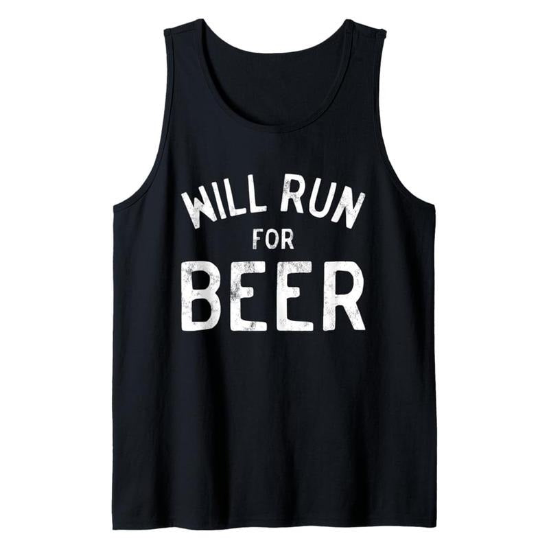 Men'S Cotton Comfy Sleeveless With Beer Print-, Casual Round Tank Tops for Summer, Graphic Tee Men'S Outdoor Clothes, Men'S Clothing
