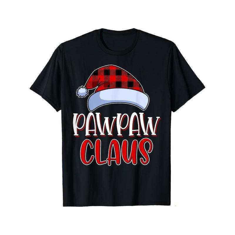 Men'S Pawpaw Claus Santa Graphic T-Shirt - 100% Cotton Crew Neck Short Sleeve Casual Tee for Daily & Weekend Wear - All-Season Knit Fabric Regular Fit Pullover Shirt made in usa