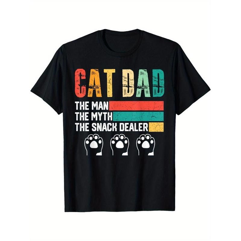 Men'S Vintage Cat Black Style for Father T-shirt-Man, Myth, Snack Dealer Pattern T-shirt, Perfect Gift for Father'S Day and Cat Lovers made in usa