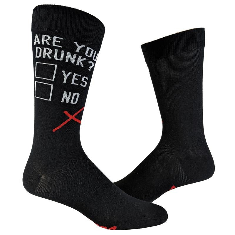 Men's Are You Drunk Socks Funny Beer Drinking Party Checklist Graphic Novelty Footwear Funny Graphic Socks Comfortable Fitted Spandex Cotton
