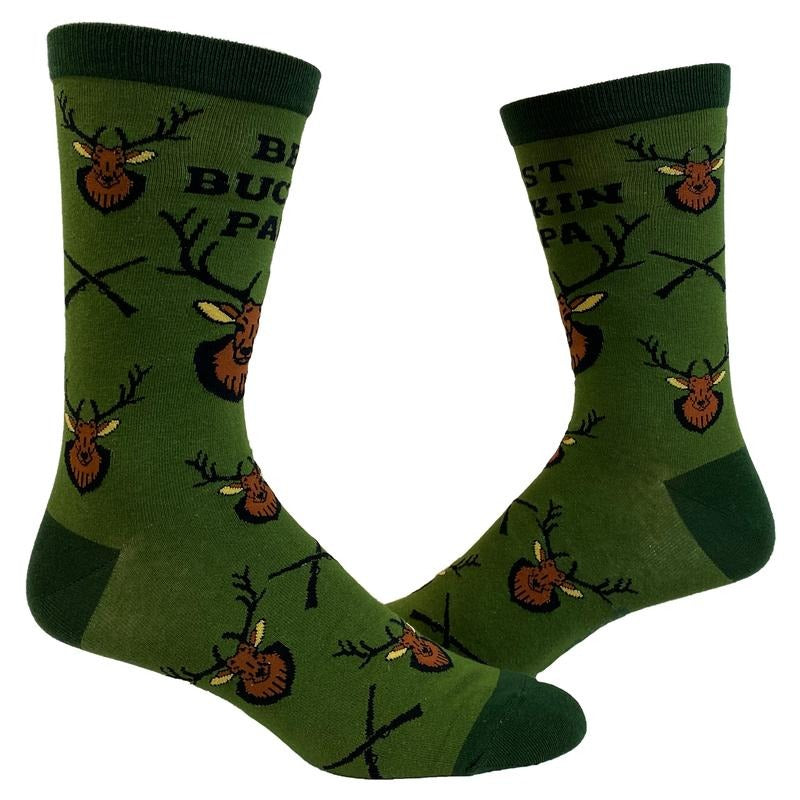 Men's Best Buckin Papa Socks Funny Fathers Day Deer Hunting Graphic Novelty Footwear Funny Graphic Socks Comfortable Fitted Spandex Cotton