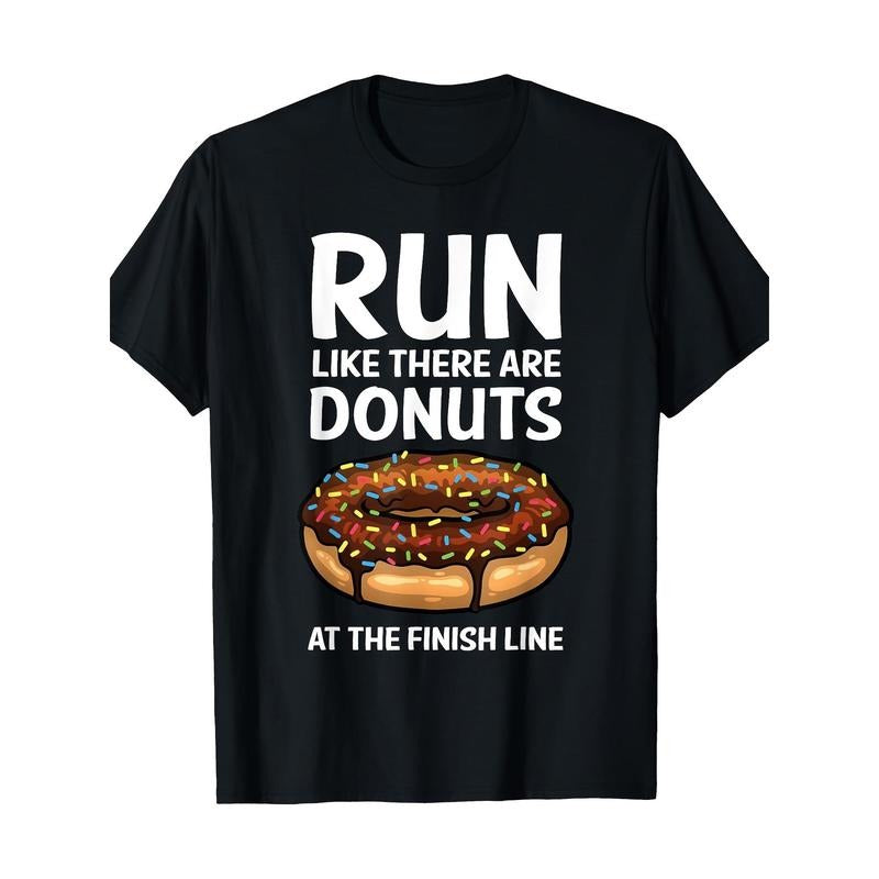 Men's Breathable Cotton T-Shirt with Fun Donut Print - Crew Neck, Short Sleeve, All-Season Comfort Fit Tee made in usa