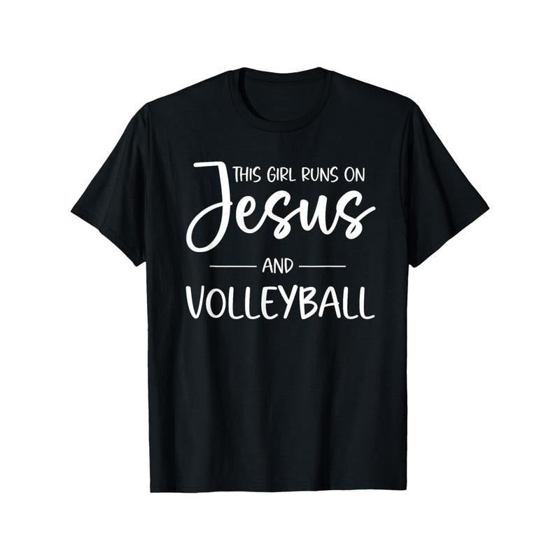 Men's Breathable Cotton Volleyball & Jesus Graphic Tee - Casual Round Neck Short Sleeve T-Shirt for Summer made in usa