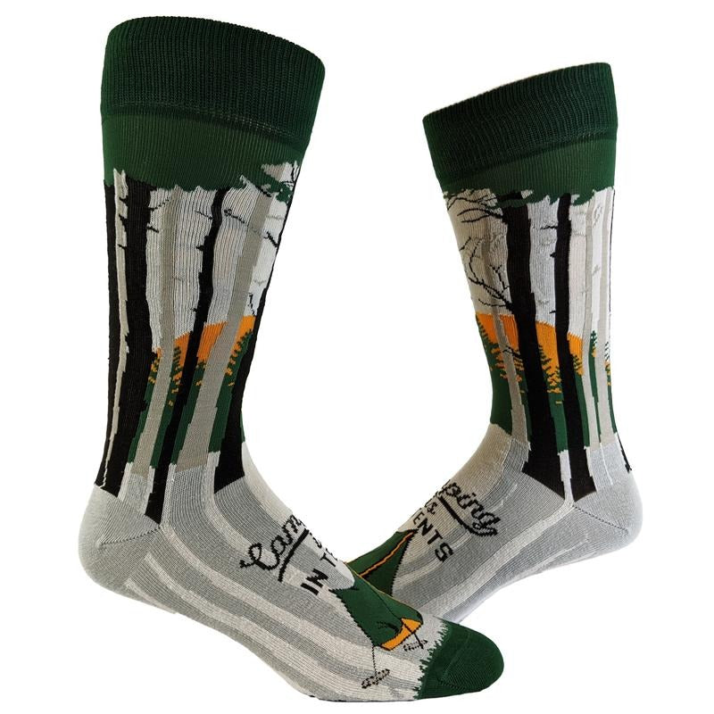 Men's Camping is In Tents Socks Funny Intense Outdoor Adventure Novelty Footwear Funny Graphic Socks Comfortable Fitted Spandex Cotton