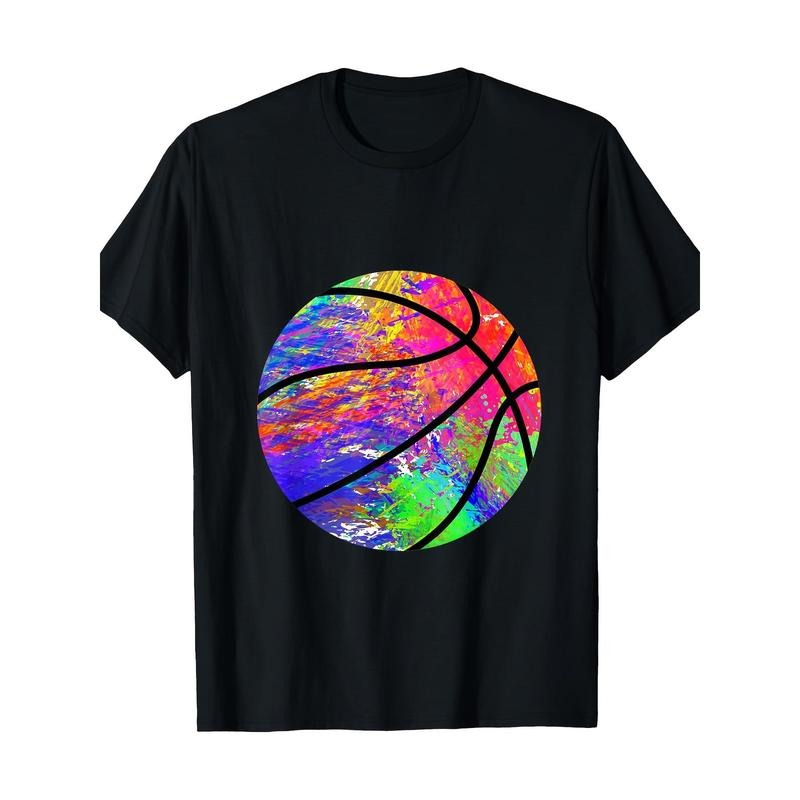 Men's Cotton Crew Neck T-Shirt with Basketball Player Graphic - Casual, Breathable & Machine Washable made in usa