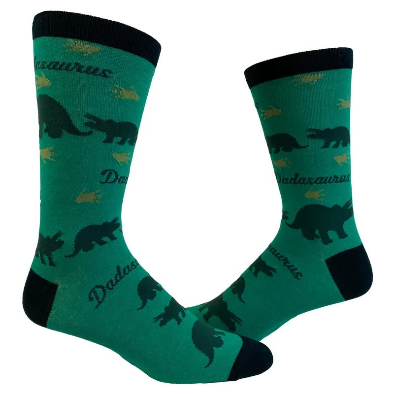 Men's Dadasaurus Socks Funny Fathers Day Dad Dinosaur T-Rex Graphic Novelty Footwear Funny Graphic Socks Comfortable Fitted Spandex Cotton
