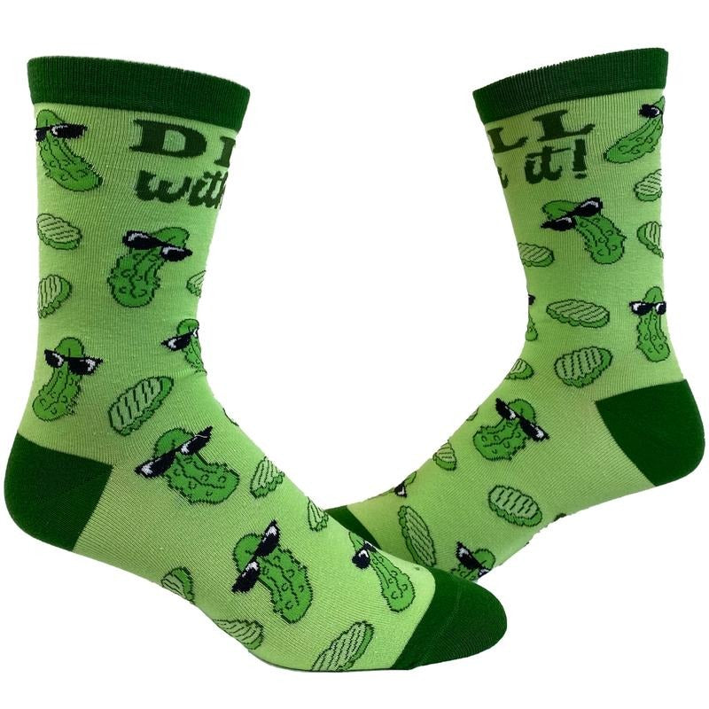 Men's Dill With It Socks Funny Pickles Deal With It Funny Vegetables Graphic Novelty Footwear Funny Graphic Socks Comfortable Fitted Spandex Cotton