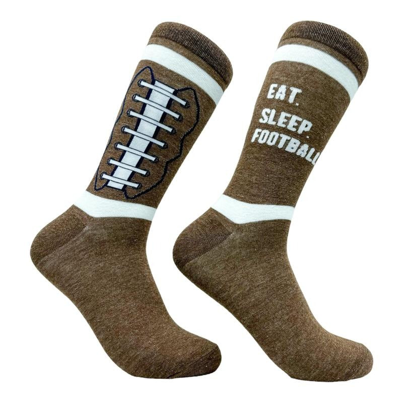 Men's Eat Sleep Football Socks Funny Pigskin Gridiron Lovers Footwear Funny Graphic Socks Comfortable Fitted Spandex Cotton