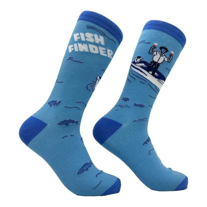 Men's Fish Finder Socks Funny Sarcastic Fishing Graphic Footwear Funny Graphic Socks Comfortable Fitted Spandex Cotton