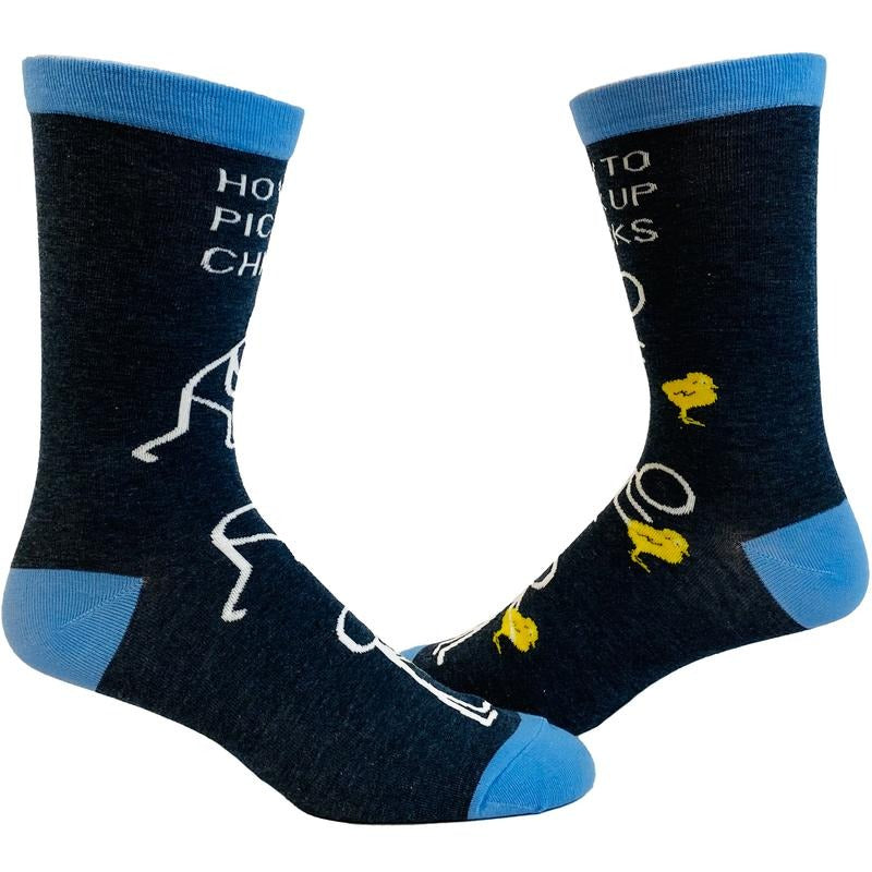 Men's How to Pick Up Chicks Socks Funny Easter Gift Footwear Funny Graphic Socks Comfortable Fitted Spandex Cotton
