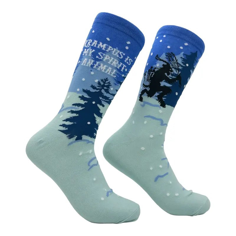 Men's Krampus Is My Spirit Animal Socks Funny Sarcastic Christmas Novelty Footwear Funny Graphic Socks Comfortable Fitted Spandex Cotton