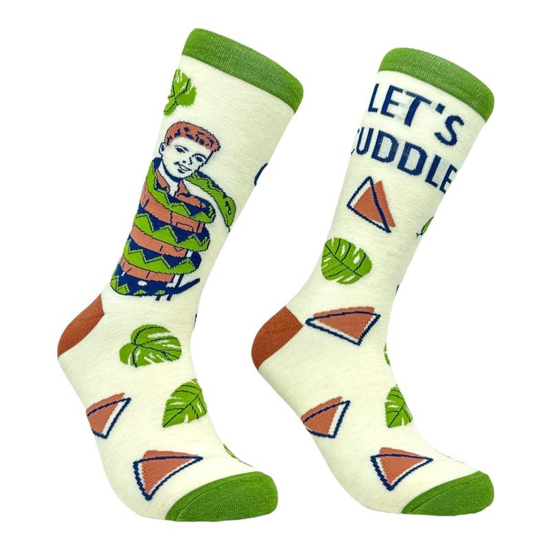 Men's Lets Cuddle Socks Funny Snake Constrictor Hug Joke Footwear Funny Graphic Socks Comfortable Fitted Spandex Cotton