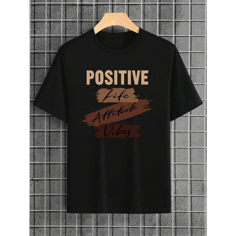 Men's Letter Graphic Tee For Spring And Summer Made in USA