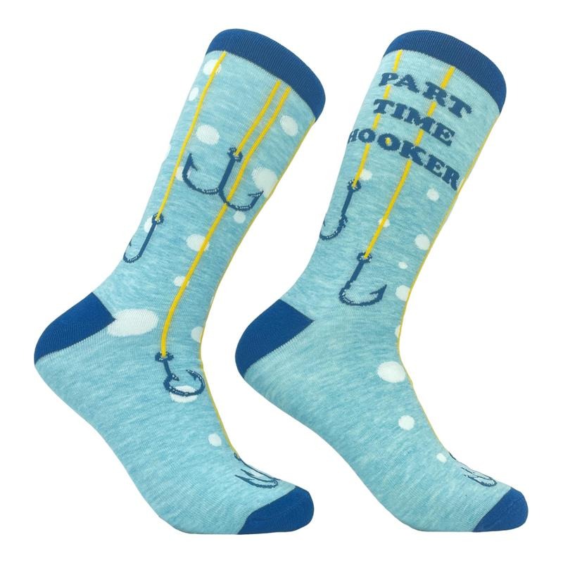 Men's Part Time Hooker Socks Funny Fishing Lover Gift Novelty Sarcastic Footwear Funny Graphic Socks Comfortable Fitted Spandex Cotton