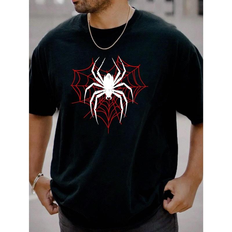 Men's Plus Size Black Knitted Round Neck Short Sleeve Graphic Men T Shirt Made in USA