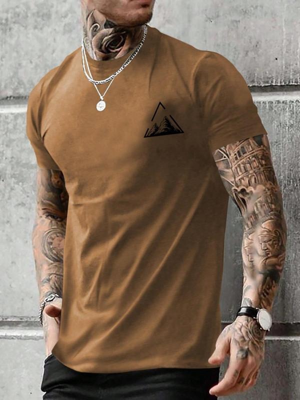 Men's Regular Fit Round Neck Short Sleeve Graphic Tee, Casual Crew Neck T-Shirt for Summer, Fashion Men's Top for Daily Wear