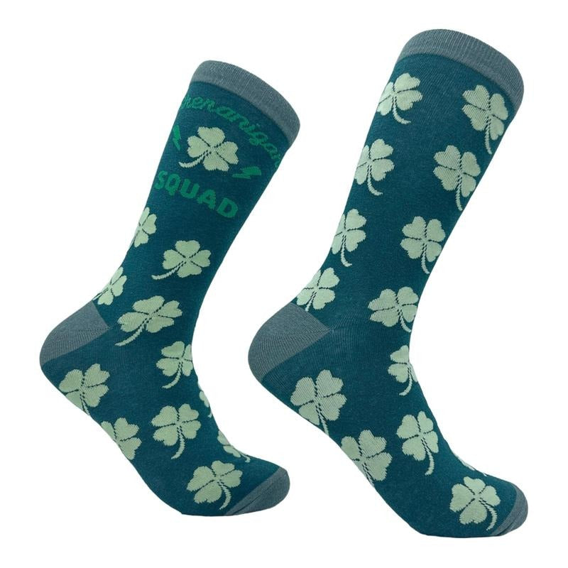 Men's Shenanigans Squad Socks Funny St Paddys Day Parade Novelty Footwear Funny Graphic Socks Comfortable Fitted Spandex Cotton