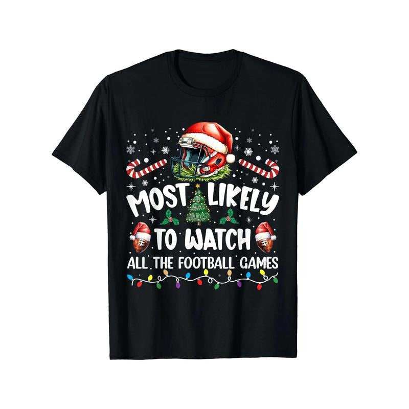 Men's Soft Cotton Christmas Football Print T-Shirt - Casual Crew Neck, Short Sleeve Tee for Summer Comfort made in usa