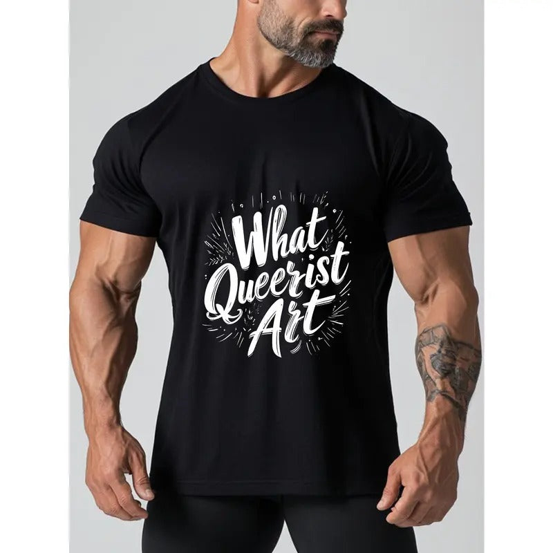 Men's T-shirt, personalized men's clothing, flower-style English printing, men's outdoor casual top, comfort and fashion coexist Made in USA