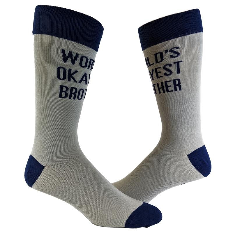 Men's World's Okayest Brother Socks Funny Cool Family Bro Graphic Novelty Footwear Funny Graphic Socks Comfortable Fitted Spandex Cotton