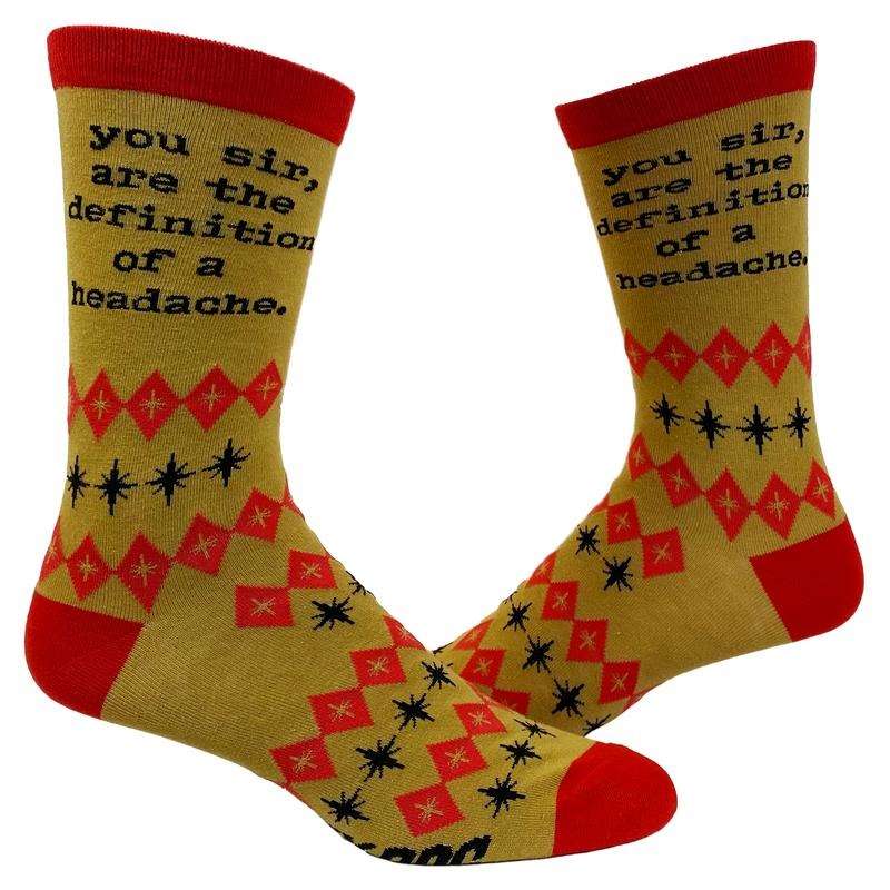 Men's You Sir Are The Definition Of A Headache Socks Funny Retro Sarcastic Footwear Funny Graphic Socks Comfortable Fitted Spandex Cottonstyle{n002}2
