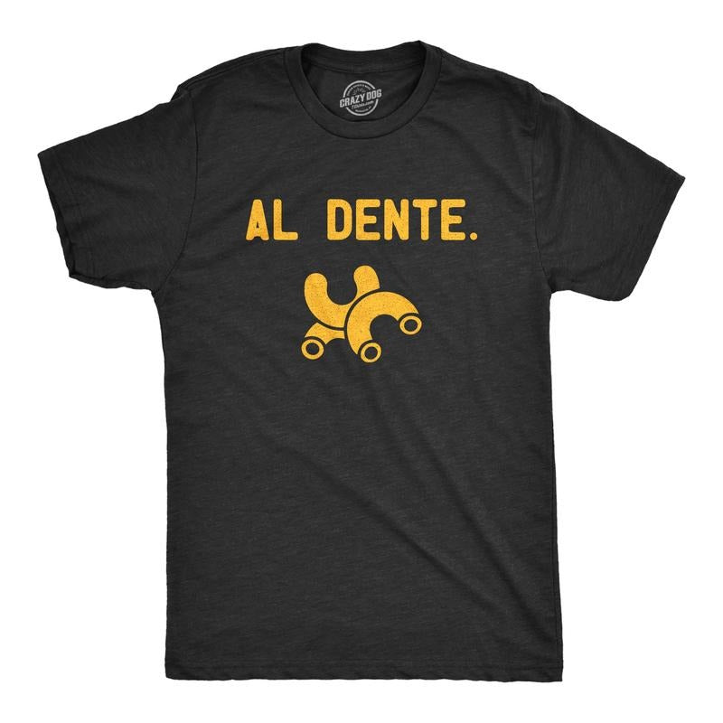 Mens Al Dente T Shirt Funny Macaroni Cooked Pasta Graphic Novelty Tee For Guys Mens Funny T Shirts Cool Tees Soft Stylish Casual Menswear Funny Food T Shirt Novelty Tees for Men Black -