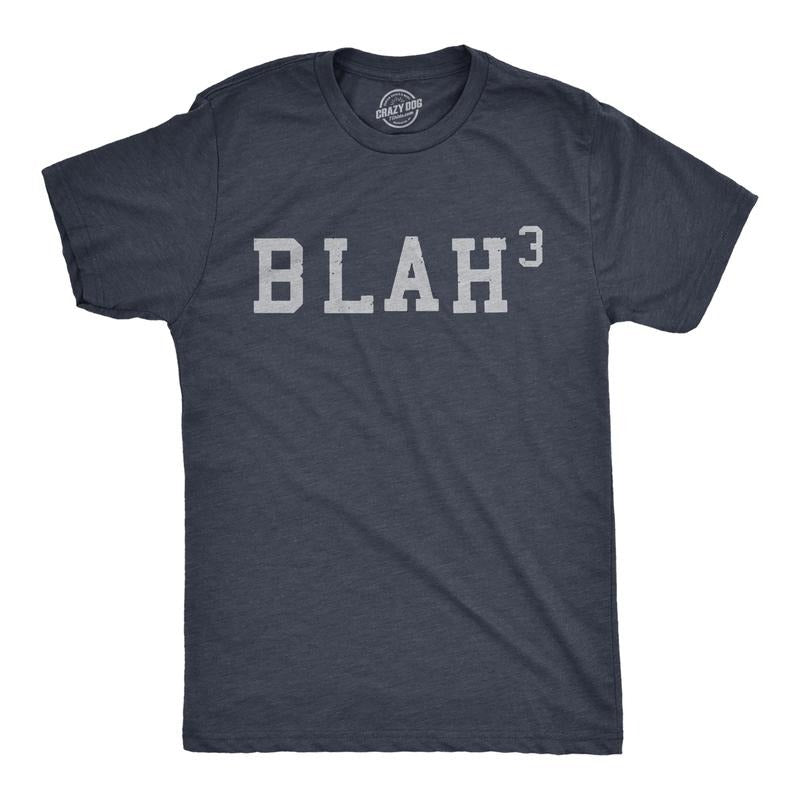 Mens Blah Cubed T Shirt Funny Sarcastic Math Joke Text Graphic Novelty Tee for Guys Mens Funny T Shirts Cool Tees Soft Stylish Casual Navy -