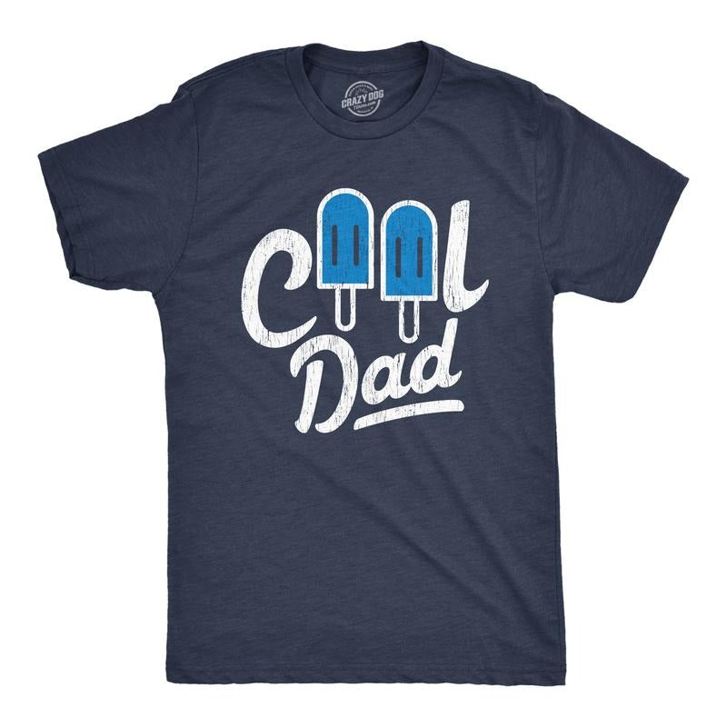 Mens Cool Dad Popsicle T Shirt Funny Summer Fathers Day Appreciation Graphic Tee Mens Funny T Shirts Cool Tees Soft Stylish Casual Menswear Dad Joke Apparel for Men Novelty Tees for Guys Navy