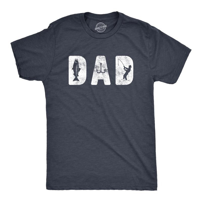 Mens Dad Fishing T Shirt Funny Fathers Day Gift For Dad Outdoor Fisherman Graphic Tee Mens Funny T Shirts Cool Tees Soft Stylish Casual Menswear Dad Joke Apparel for Men Funny Fishing Short Sleeve Navy - Dad