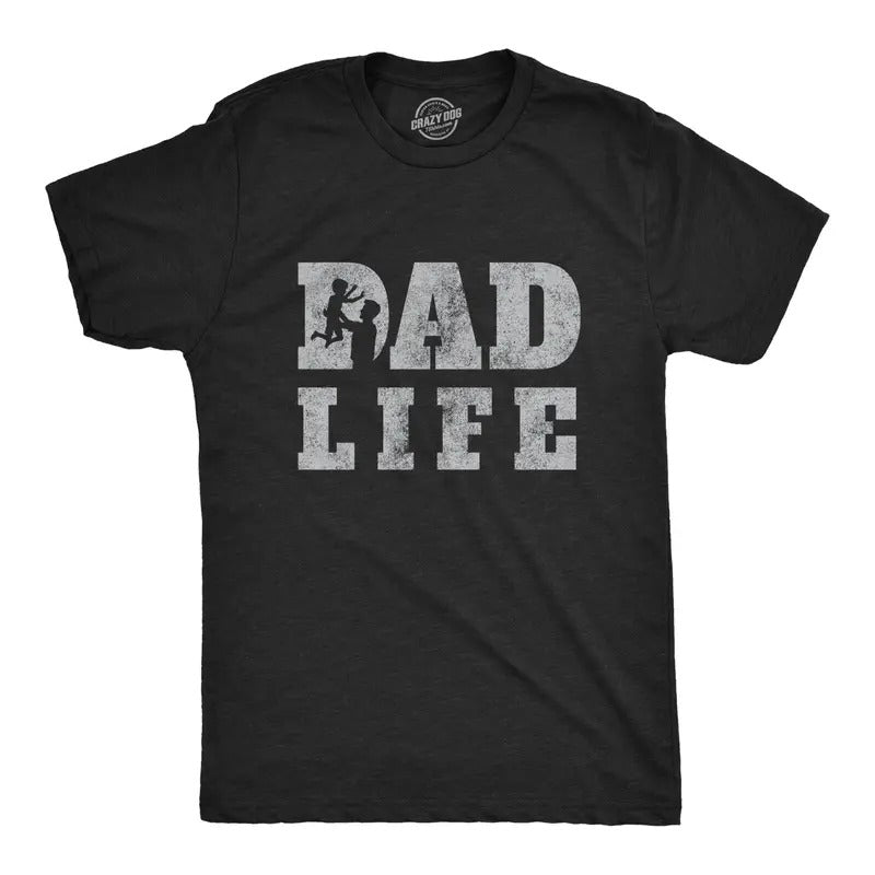 Mens Dad Life T Shirt Funny Proud Fathers Day Papa Parent Novelty Graphic Tee Mens Funny T Shirts Cool Tees Soft Stylish Casual Menswear Dad Joke Apparel for Men Novelty Tees for Guys Black