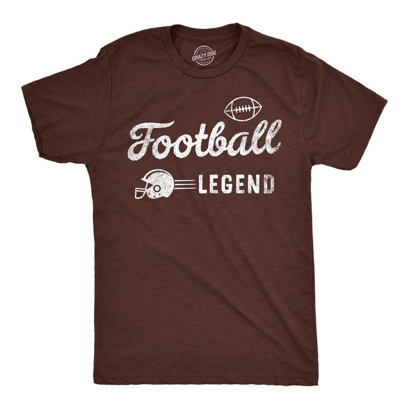 Mens Football Legend Funny T Shirts Sarcastic Sports Graphic Tee for Men Mens Funny T Shirts Cool Tees Soft Stylish Casual Menswear Sarcastic Apparel for Men Funny Football Short Sleeve Novelty Tees Brown -