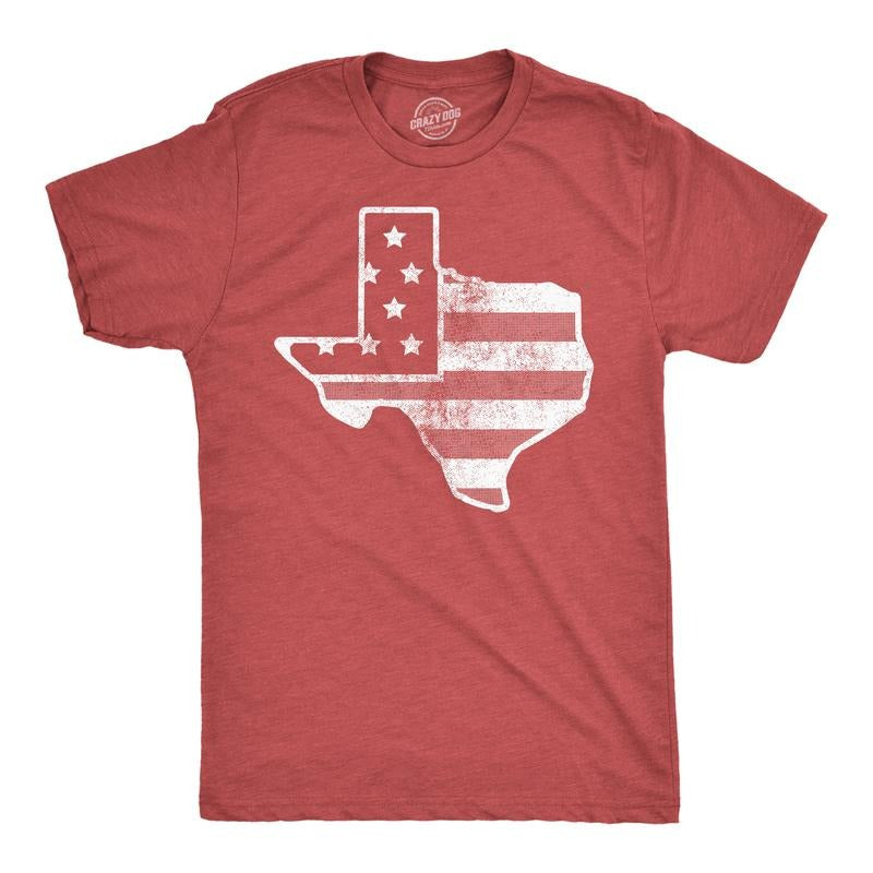 Mens Funny T Shirts American Flag Texas Awesome Fourth Of July Tee For Men Mens Funny T Shirts Cool Tees Soft Stylish Casual Menswear Patriotic Apparel for Men Novelty Tees for Guys Red -
