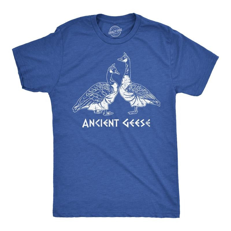 Mens Funny T Shirts Ancient Geese Sarcastic Goose Graphic Tee For Men Mens Funny T Shirts Cool Tees Soft Stylish Casual Menswear Sarcastic Apparel for Men Funny Animal Short Sleeve Novelty Tees for Royal -