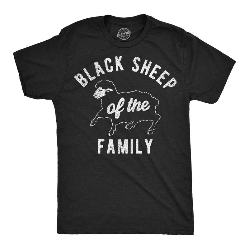 Mens Funny T Shirts Black Sheep Of The Family Sarcastic Graphic Novelty Tee For Men Mens Funny T Shirts Cool Tees Soft Stylish Casual Menswear Sarcastic Apparel for Men Funny Animal Short Sleeve Black -