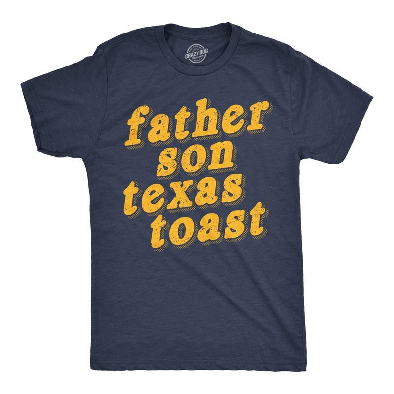 Mens Funny T Shirts Father Son Texas Toast Sarcastic Food Graphic Novelty Tee For Men Mens Funny T Shirts Cool Tees Soft Stylish Casual Menswear Sarcastic Apparel for Men Funny Food Short Sleeve Navy -